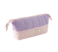 Aniute Aesthetic Quilted Pencil Case Cute Pen Pouch Soft Portable Stationery Bag for School Office Travel Cosmetic Bag Large Capacity Stationery Bag (purple-pink)