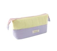 Aniute Aesthetic Quilted Pencil Case Cute Pen Pouch Soft Portable Stationery Bag for School Office Travel Cosmetic Bag Large Capacity Stationery Bag (yellow-purple)