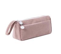 Aniute Corduroy Pencil Case Large Capacity Double Layer Pen Pouch with Handle Makeup Bag Cosmetic Organizer Aesthetic Stationery Storage Pen Bag for School Office Travel Cute Pencil Box (pink)