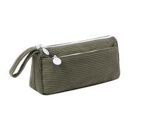 Aniute Corduroy Pencil Case Large Capacity Double Layer Pen Pouch with Handle Makeup Bag Cosmetic Organizer Aesthetic Stationery Storage Pen Bag for School Office Travel Cute Pencil Box (green)