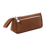 Aniute Corduroy Pencil Case Large Capacity Double Layer Pen Pouch with Handle Makeup Bag Cosmetic Organizer Aesthetic Stationery Storage Pen Bag for School Office Travel Cute Pencil Box (brown)