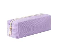 Aniute Corduroy Pencil Case with Metal Zipper Aesthetic Pen Pouch Large Capacity Makeup Bag Cosmetic Organizer Stationery Storage Bag for School Office Travel Cute Pencil Box (Purple)