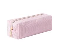 Aniute Corduroy Pencil Case with Metal Zipper Aesthetic Pen Pouch Large Capacity Makeup Bag Cosmetic Organizer Stationery Storage Bag for School Office Travel Cute Pencil Box (Pink)