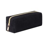 Aniute Corduroy Pencil Case with Metal Zipper Aesthetic Pen Pouch Large Capacity Makeup Bag Cosmetic Organizer Stationery Storage Bag for School Office Travel Cute Pencil Box (Black)