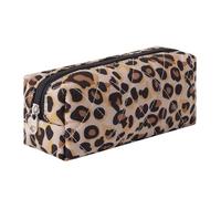Aniute Cute Floral Cotton Pencil Case Large Capacity Pen Pouch Portable Stationery Organizer for Girls Students Soft Travel Cosmetic Bag (Leopard print B)