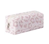 Aniute Cute Floral Cotton Pencil Case Large Capacity Pen Pouch Portable Stationery Organizer for Girls Students Soft Travel Cosmetic Bag (Leopard print A)