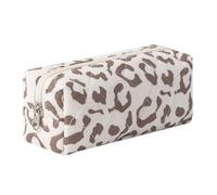 Aniute Cute Floral Cotton Pencil Case Large Capacity Pen Pouch Portable Stationery Organizer for Girls Students Soft Travel Cosmetic Bag (Leopard print D)