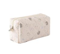 Aniute Cute Quilted Pencil Case Large Capacity Kawaii Stationery Organizer Cotton Soft Portable Zipper Pen Pouch Bag for Girls Kids Students Travel Cosmetic Makeup Bag (D)