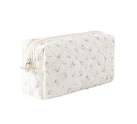 Aniute Cute Quilted Pencil Case Large Capacity Kawaii Stationery Organizer Cotton Soft Portable Zipper Pen Pouch Bag for Girls Kids Students Travel Cosmetic Makeup Bag (K)