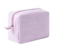 Aniute Large Capacity Striped Pencil Case Cosmetic Bag with Zipper Portable Stationery Organizer Pouch for School Students Teens Travel Toiletry Bag (Pink)