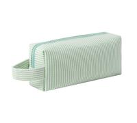 Aniute Striped Pencil Case Large Capacity Pencil Pouch for School Portable Zipper Pen Bag with Hand Strap Stationery Organizer for Students Teens Adults Durable Makeup Pouch for Travel (green)
