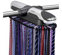Aniva Motorized Tie Rack Best Motorised Closet Organizer with LED Lights, Includes J Hooks for Wired Shelving Stores Up to 72 Ties with 8 Belts, Rotation Operates with Batteries