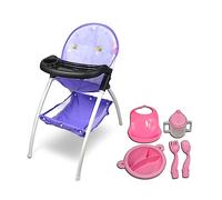 ANIVIA Baby Doll High Chair, High Chair for Dolls up to 16'' with Dinner Plate Toy, Purple