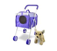 ANIVIA Pet Stroller and Accessories for Kids Ages 3 to 7 Year Olds, Dog Toy for Toddlers, 2 Pieces Play Dog Set, Puppy Party Playset with 1 Pet Puppy Included Purple