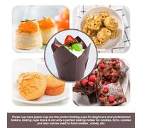 Aniyaa 50 Pcs Tulip Cupcake Liners,Tulip Baking Paper Cupcake & Muffin Liners Unbleached Baking Cups Easy Install
