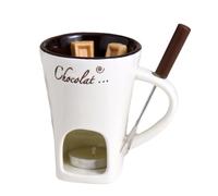 Aniyaa Fondue Mug Set Chocolate Cheese Milk Cream Making Set Single Butter Melter Baking Cup Candlestick White