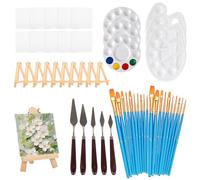 Aniyoo 51 Pack Canvas with Easel Set for Adults & Kids, Art Painting Supplies Kit with 10 Table Easel, 10 Canvas, 20 Brushes, 6 Palette and 5 Pallet Knife for Artist Beginner Students