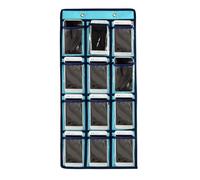 ANIZER Classroom Pocket Chart For Cell Phones Calculators Over The Door Hanging Closet Underwear Sock Jewelry Organizer Holder 12 Clear Pockets (BLUE)