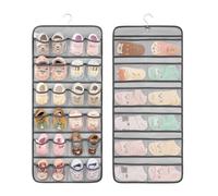 ANIZER Dual-sided Hanging Baby Shoes Organizer Closet Toddler Shoe Storage Holder for Kids Bow Socks Underwear (GREY)