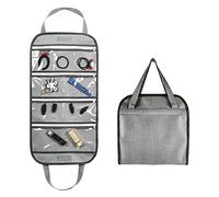 ANIZER Travel Foldable Jewelry Rolls Bag Storage Pouch Hanging Jewelry Organizer with 8 Zippered Clear Pockets for Earrings Rings Necklaces Bracelets Watchbands (Grey)