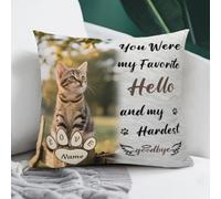 AnJeey Custom Cat Memorial Pillow - Engraved Pet Photo & Name - Sympathy Gift for Loss of Pet - Pet Death Remembrance, Funeral Gift for Cat Lovers