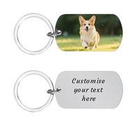 AnJeey Custom Photo Keychain for Deceased Pets Dog Memorial Gift UK - Personalised Engraved Keyring for Lost Dogs - Pet Lover Sympathy Keepsake Gift