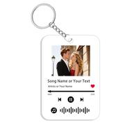 AnJeey Personalised Acrylic Keychain - Custom Photo & Song Lyrics Keyring - Music Lover Gift for Him/Her, Couples Anniversaries - Engraved Keepsake