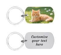 AnJeey Personalised Cat Memorial Keychain - Custom Photo Engraved, Stainless Steel Kitten Keepsake Gift (01)
