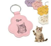 AnJeey Personalised Cat Memorial Keychain - Custom Photo Engraved, Stainless Steel Kitten Keepsake Gift (Rainbow)