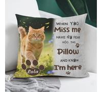 AnJeey Personalised Cat Pillow with Custom Photo & Name - Double-Sided Pet Memorial Gift - Bereavement Keepsake for Deceased Cats - Comfort Gift for Grieving Pet Owners