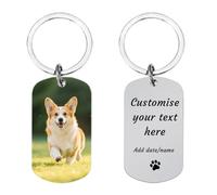 AnJeey Personalised Dog Memorial Keychain - Custom Photo Engraved, Stainless Steel Pet Loss Keepsake Gift for Lost Pets (Image text)