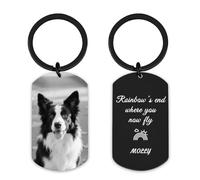 AnJeey Personalised Dog Memorial Keyring - Double-Sided Photo & Engraving, Pet Bereavement Gift, In Memory of Beloved Dog or Cat, Keepsake for Cat Owners Too (Rainbow)