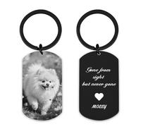 AnJeey Personalised Dog Memorial Keyring - Double-Sided Photo & Engraving, Pet Bereavement Gift, In Memory of Beloved Dog or Cat, Keepsake for Cat Owners Too (Heart)