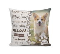 AnJeey Personalised Dog Memorial Pillow - Custom Photo & Name Double-Sided Printed - In Loving Memory Keepsake, Sympathy Gift for Pet Loss of Dog Owners