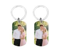 AnJeey Personalised Keychain with Custom Photo & Text - Romantic Keepsake Anniversary Valentine’s Gift for Men, Fiancé, Dad - Valentine‘s Day Gift for Him Boyfriend Husband (Symmetry)