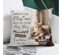 AnJeey Personalised Pet Loss Gift - Custom Cat Photo Pillow with Name - Memorial Keepsake for Deceased Pets - Comforting Condolence Present for Grieving Cat Owners