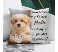 AnJeey Personalised Pet Loss Gift - Custom Dog Photo Pillow with Name - Memorial Keepsake for Deceased Pets - Comforting Condolence Present for Grieving Dog or Cat Owners