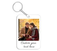 AnJeey Personalised Photo Keychain with Custom Text | Engraved Acrylic Keyring for Your Picture & Message | Memorial Gift for Family, Friends or Loved Ones