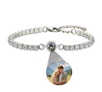 AnJeey Personalised Photo Projection Bracelet with Picture Inside - Custom Picture Jewelry for Women, Memorial Birthday Gift for Girlfriend, Wife, Mom, Best Friend
