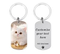 AnJeey Personalised Rainbow Bridge Cat Memorial Keychain | Double Sided Resin Photo Keepsake Custom Pet Loss Gift | Cherished Remembrance for Departed Kittens