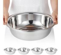 Anjetan 4 PCS Stainless Steel Mixing Bowls, Extra Large Salad Bowl, Deep Metal Kitchen Basin, Mirror Finish, Dishwasher Safe, Mixing Bowl for Food Prep, Baking, Cooking, Commercial Use