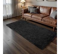 ANJIAJIE Area Rugs 180 x 290 cm Modern Super Soft Fluffy Shaggy Runner Rug Thick Pile Non Shedding Furry Rugs for Bedroom Living Room for The Bedrooms and Kitchen, Black