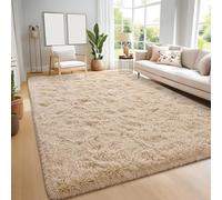 ANJIAJIE Rug for Bedroom 205 x 210 cm Modern Super Soft Fluffy Shaggy Runner Rug Thick Pile Non Shedding Modern Floor Carpet for The Bedrooms and Kitchen, Camel