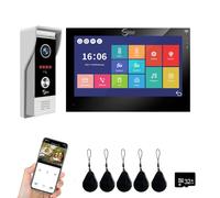 ANJIELO SMART 1080P Video Door Phone Apartment Doorbell Intercom System, 7-inch Wired Touchscreen, Supports Swipe Card Entry and Motion Detection (1, Black)