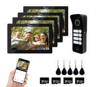 ANJIELO SMART 1080P Video Door Phone Intercom System(Wired Doorbell), 4-Family Doorbell, 7-inch Touchscreen Display, Unlocking Support, Two-Way Intercom (Black)