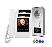 ANJIELO SMART Video Door Phone 4.3'' TFT Wired Video Intercom Doorbell System RFID Camera with 2/3/4 Monitor Doorphone for Multi Apartment EM Key Unlock (3M1B)