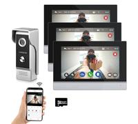ANJIELO SMART Wired Video Intercom System Tuya WiFi 7 Inch Touch Screen 1080P Doorbell Camera Intelligent Tuya APP Intercom Kit with Motion Detection (1doorbell+3monitor)