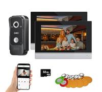 ANJIELO SMART Wired Video Intercom System,WiFi 7 Inch Touch Screen 1080P Doorbell Camera,Tuya APP Intercom Kit,3 in 1 Unlock,Motion Detection,Anti-Tamper Alarm,Two Way Intercom (1 BELL +2 MONITOR)