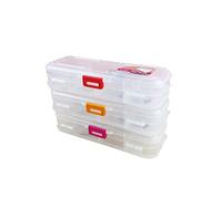 Anjing 5 Pack Clear Double Deck Pencil Box - Plastic College Organizer Stationery with Adjustable Divider Grids Inserts Multipurpose Storage Box