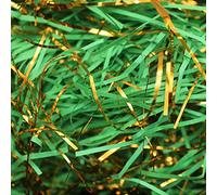 Anjing Shredded Tissue Paper for Hampers 500g, Dust-Free Shredded Paper for Gift Boxes, Ideal for Gift Packaging Filler, Basket Filler, Golden Silk Green